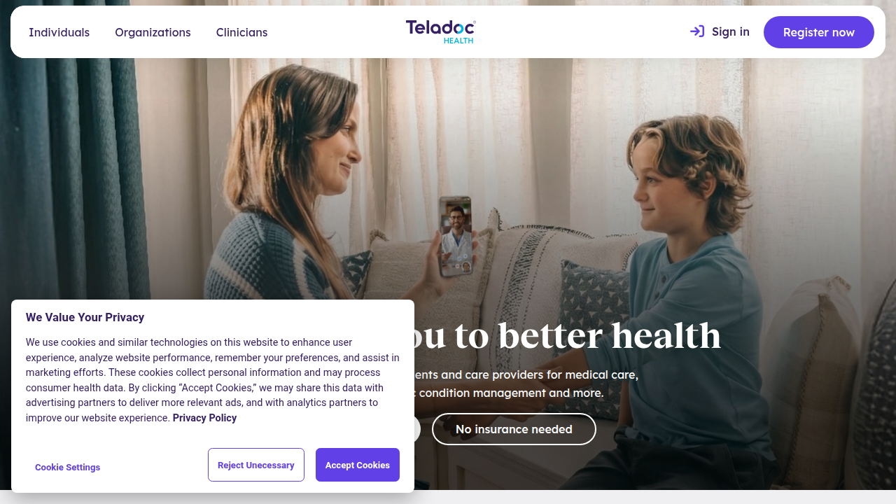 Screenshot of a telehealth platform, illustrating how virtual visits and remote monitoring are integrated into patient care.