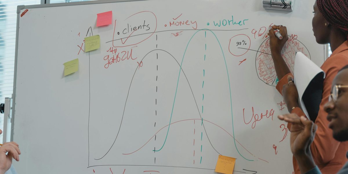 A healthcare team actively discussing a patient's care plan around a whiteboard.
