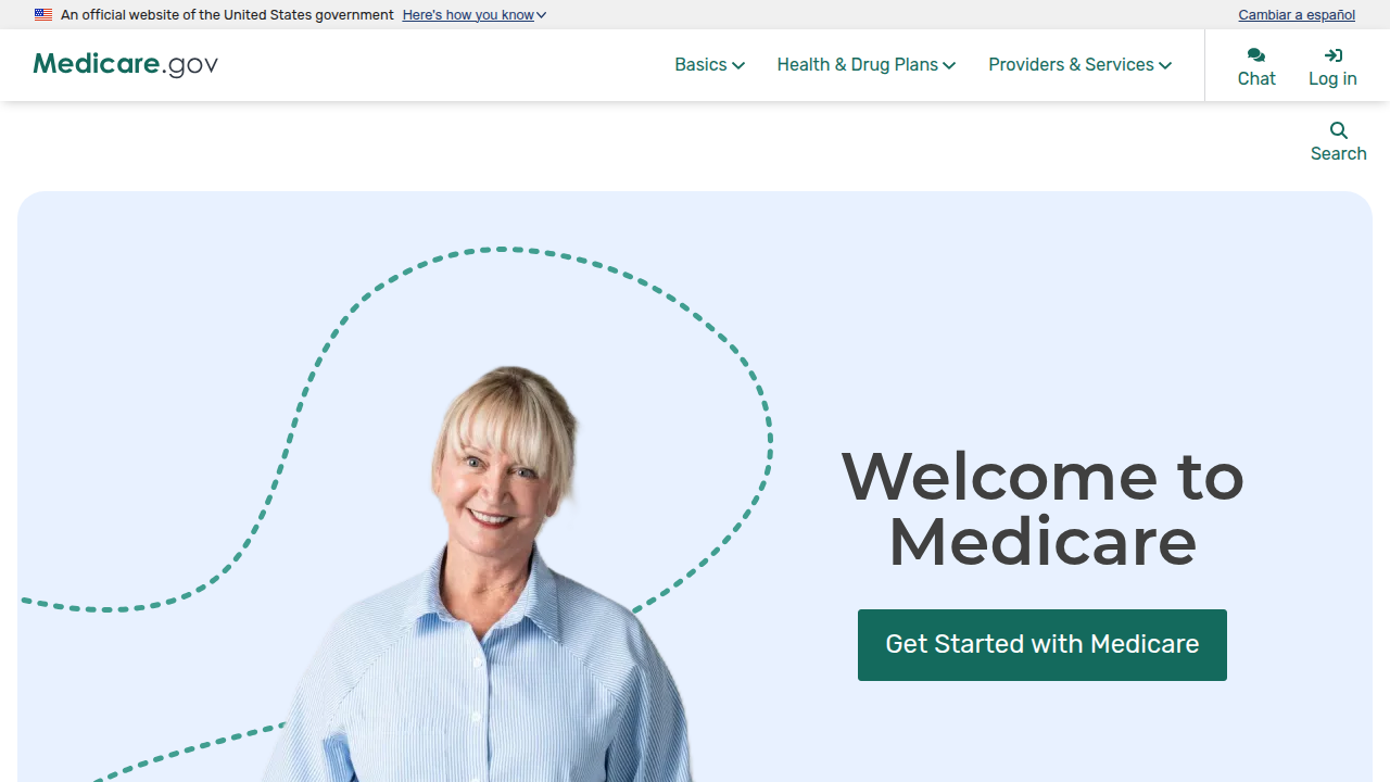 The homepage of Medicare.gov, the official U.S. government site for Medicare information.