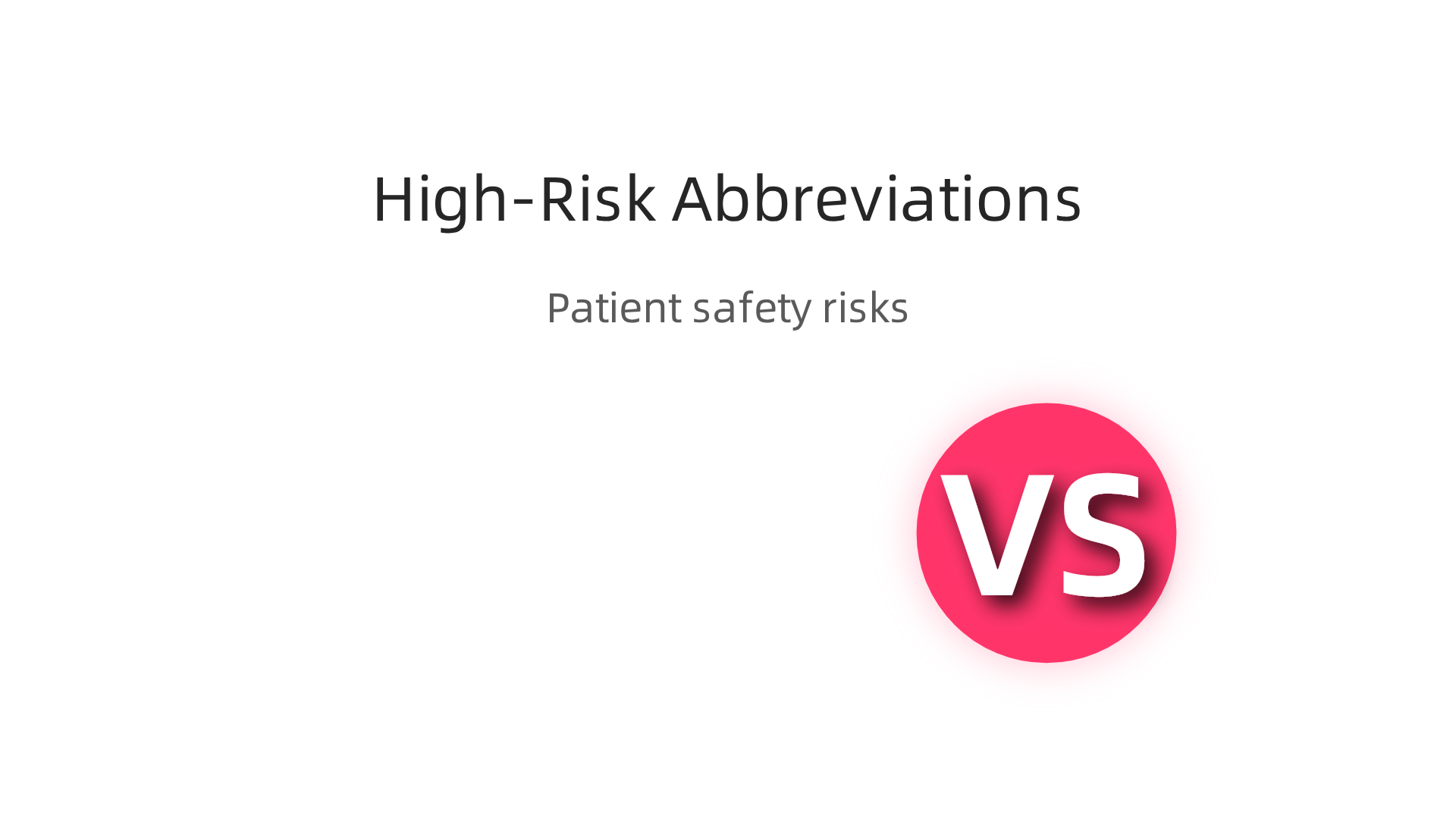 Examples of medical abbreviations that are particularly prone to misinterpretation and patient safety risks.