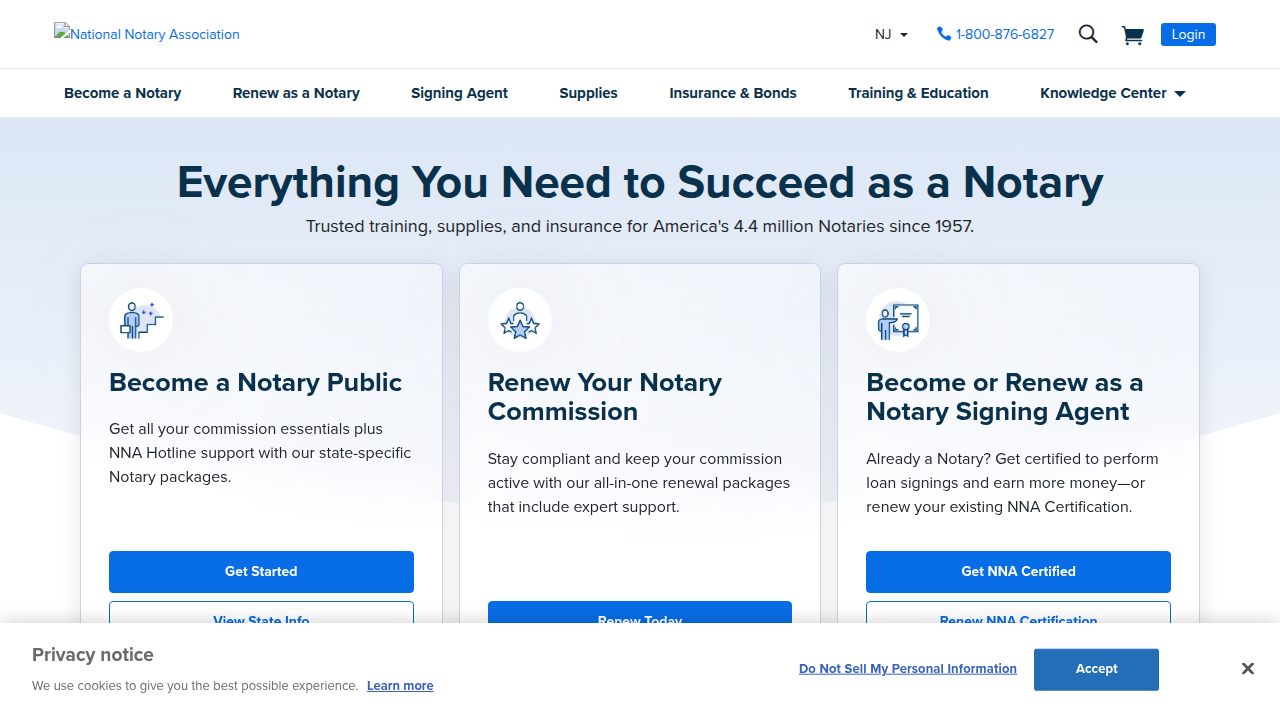 A screenshot of the National Notary Association website, a resource for notarization best practices.
