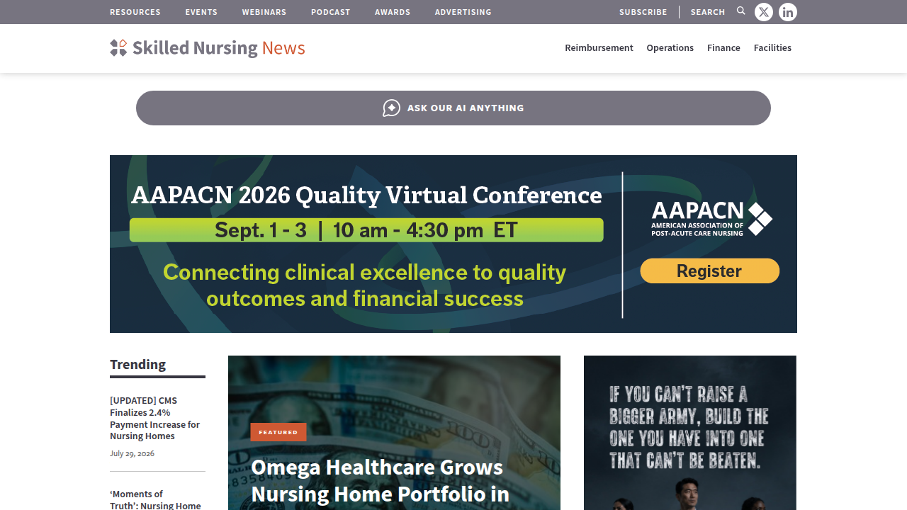 Skilled Nursing News offers industry-specific reports and insights, relevant to Brickyard Healthcare's business model and leadership.